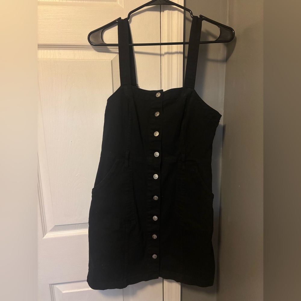 H&M Black Mini Dress with Button Detail